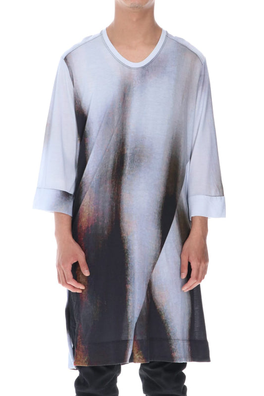 ダイレイテッドプリント ロングスリーブTシャツ オフ