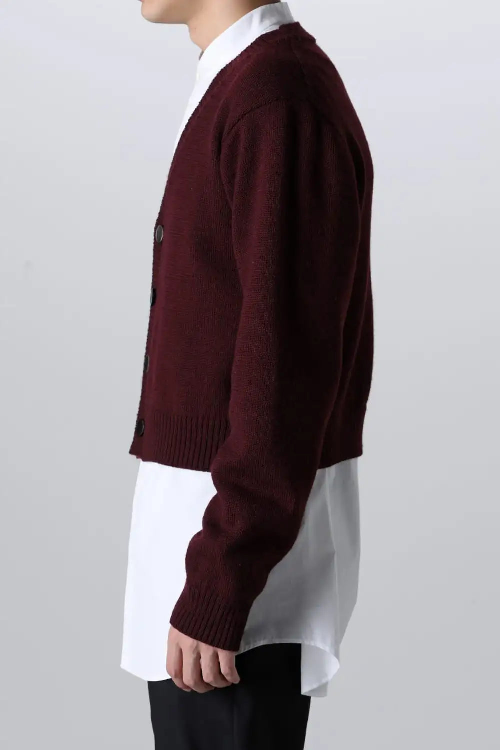 shetland wool cropped cardigan Bordeaux