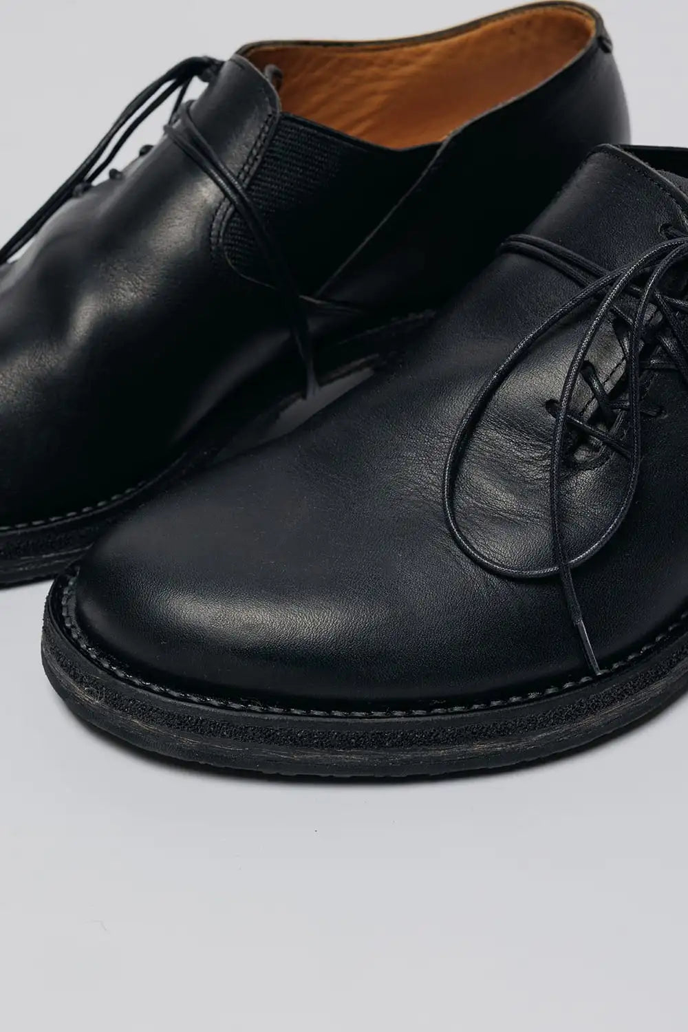 Diagonal Lace-up Derby Shoes  Black