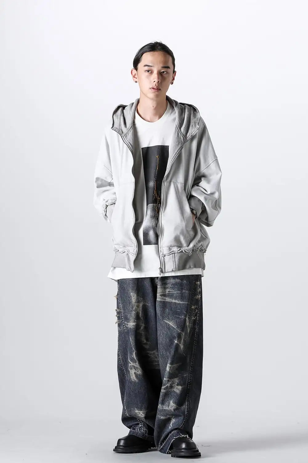 Cotton Sweat Zip Up Hoodie Plaster