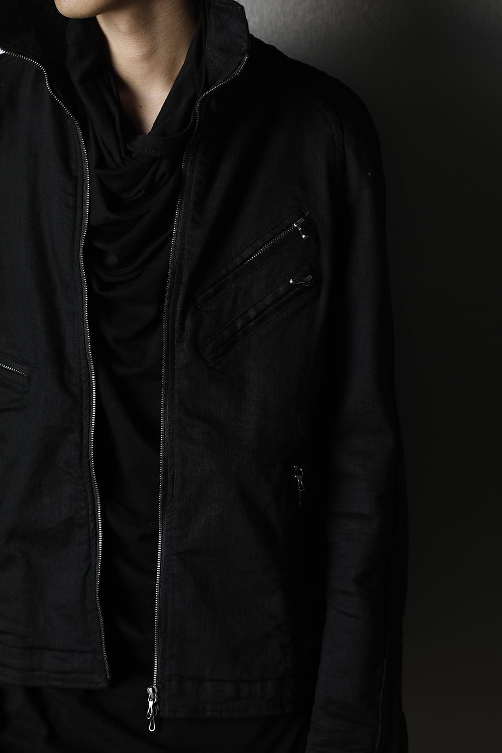 Jutneck Denim Blouson Black