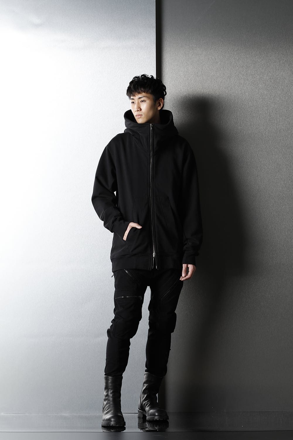 Sweat Front zip Hoodie Black