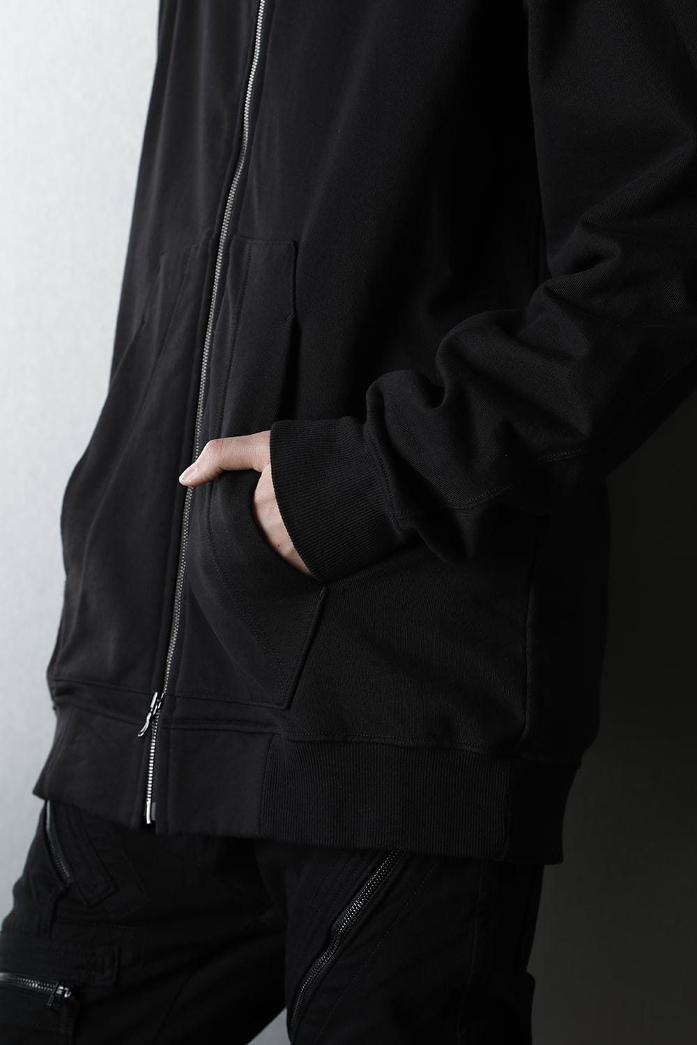 Sweat Front zip Hoodie Black