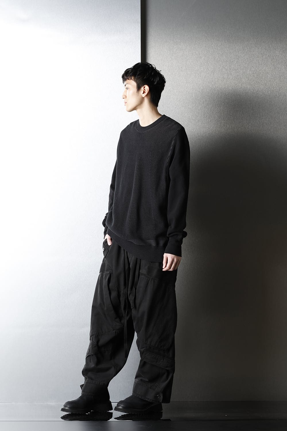 Front Knit Sweatshirt Black