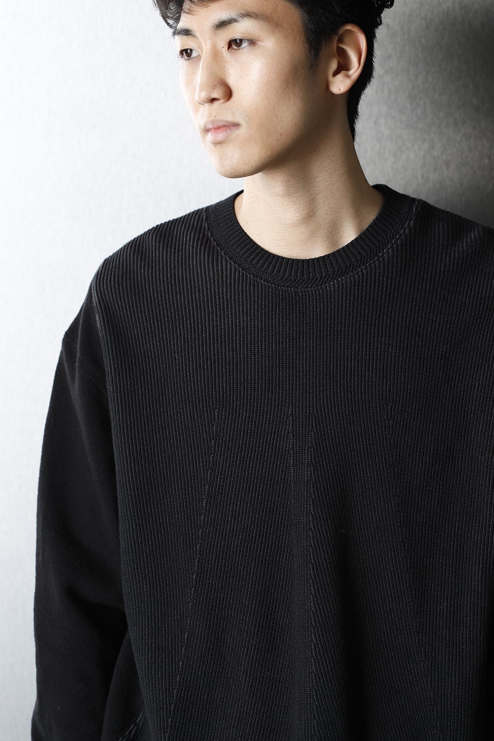 Front Knit Sweatshirt Black