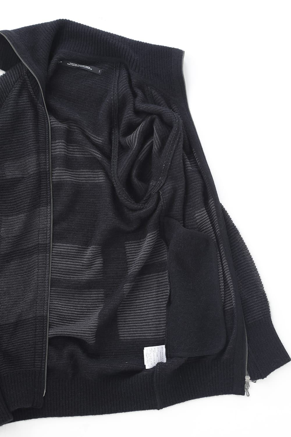 Front zip High neck knit Black