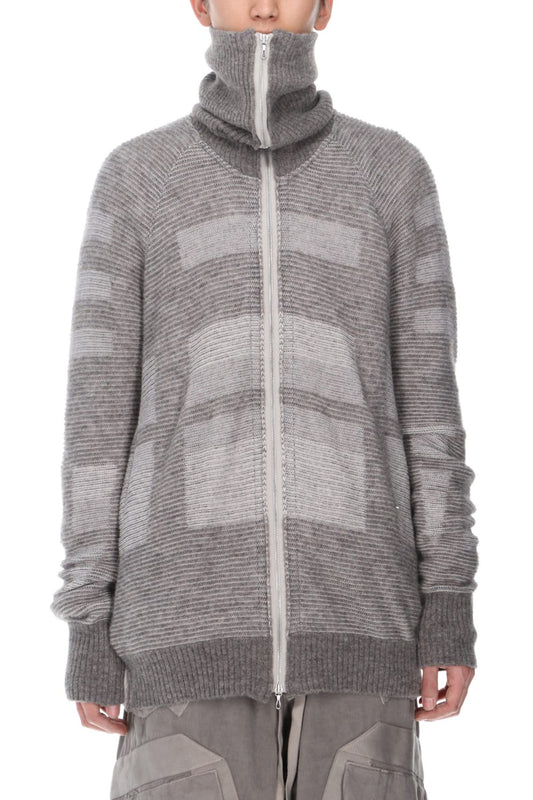 Front zip High neck knit Light Gray