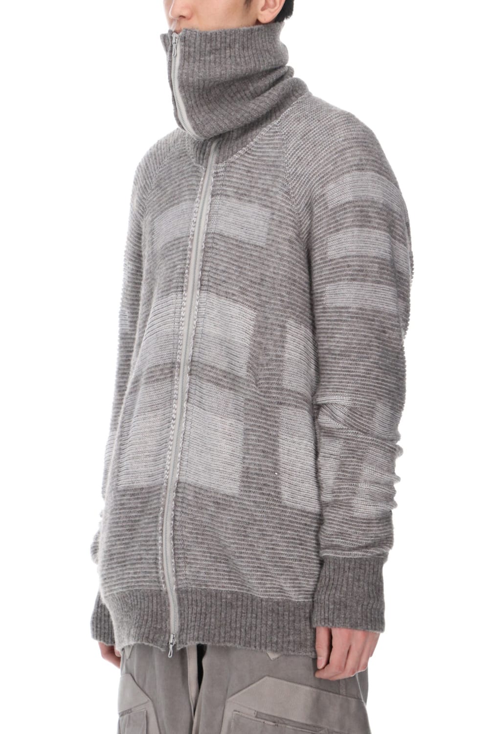 Front zip High neck knit Light Gray