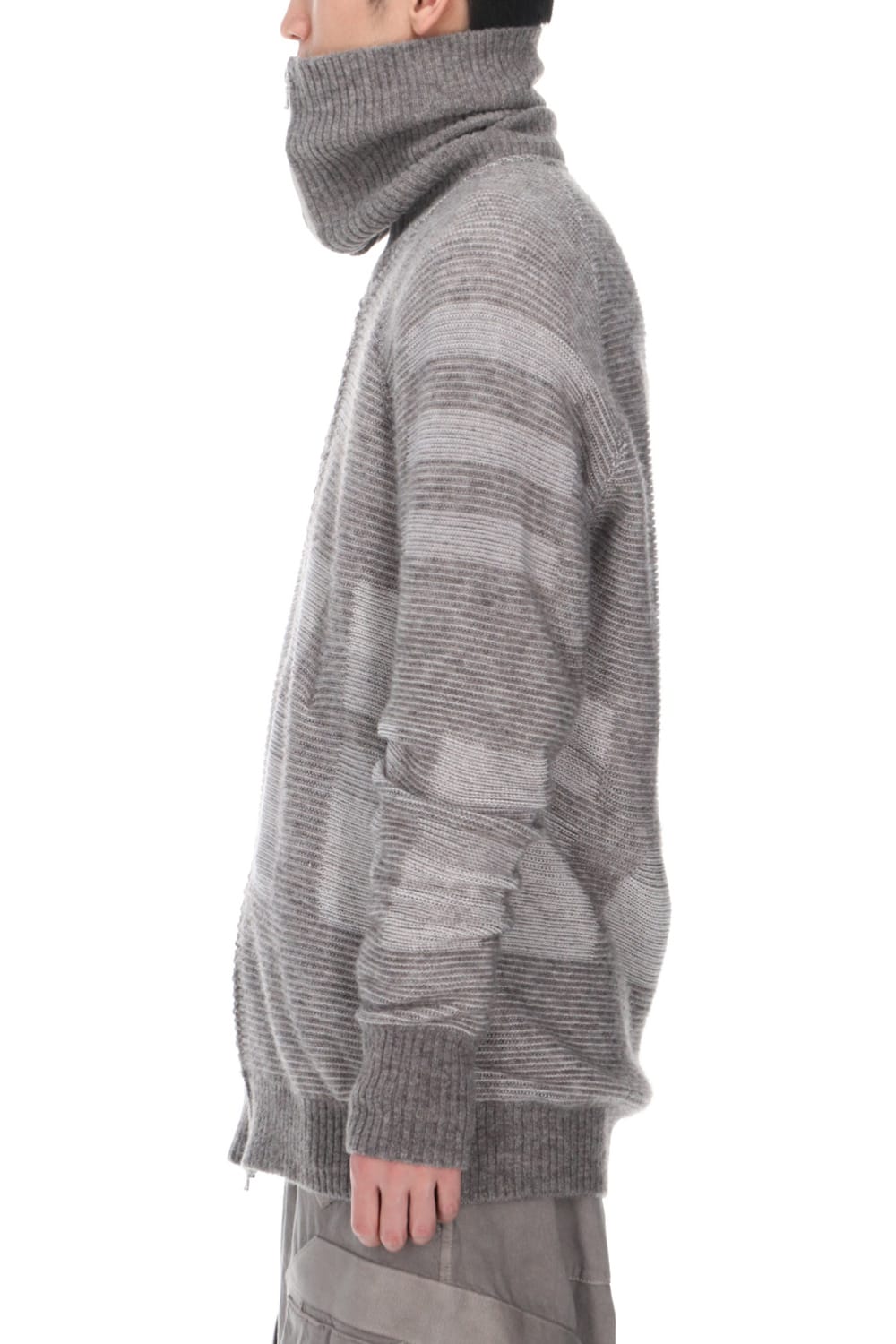 Front zip High neck knit Light Gray