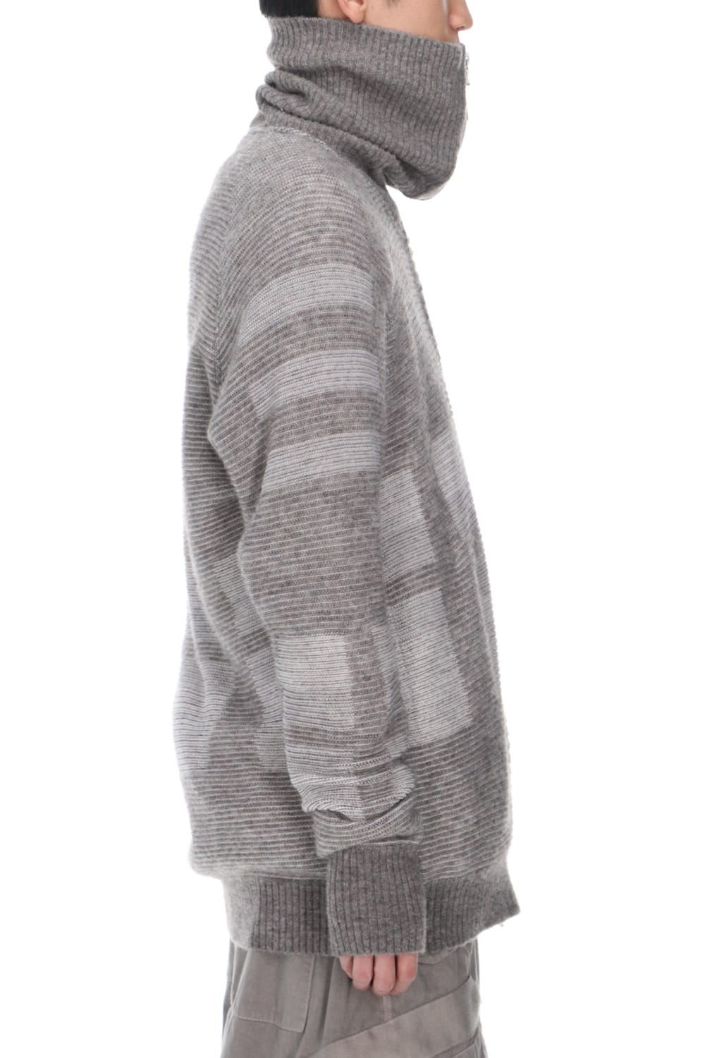 Front zip High neck knit Light Gray