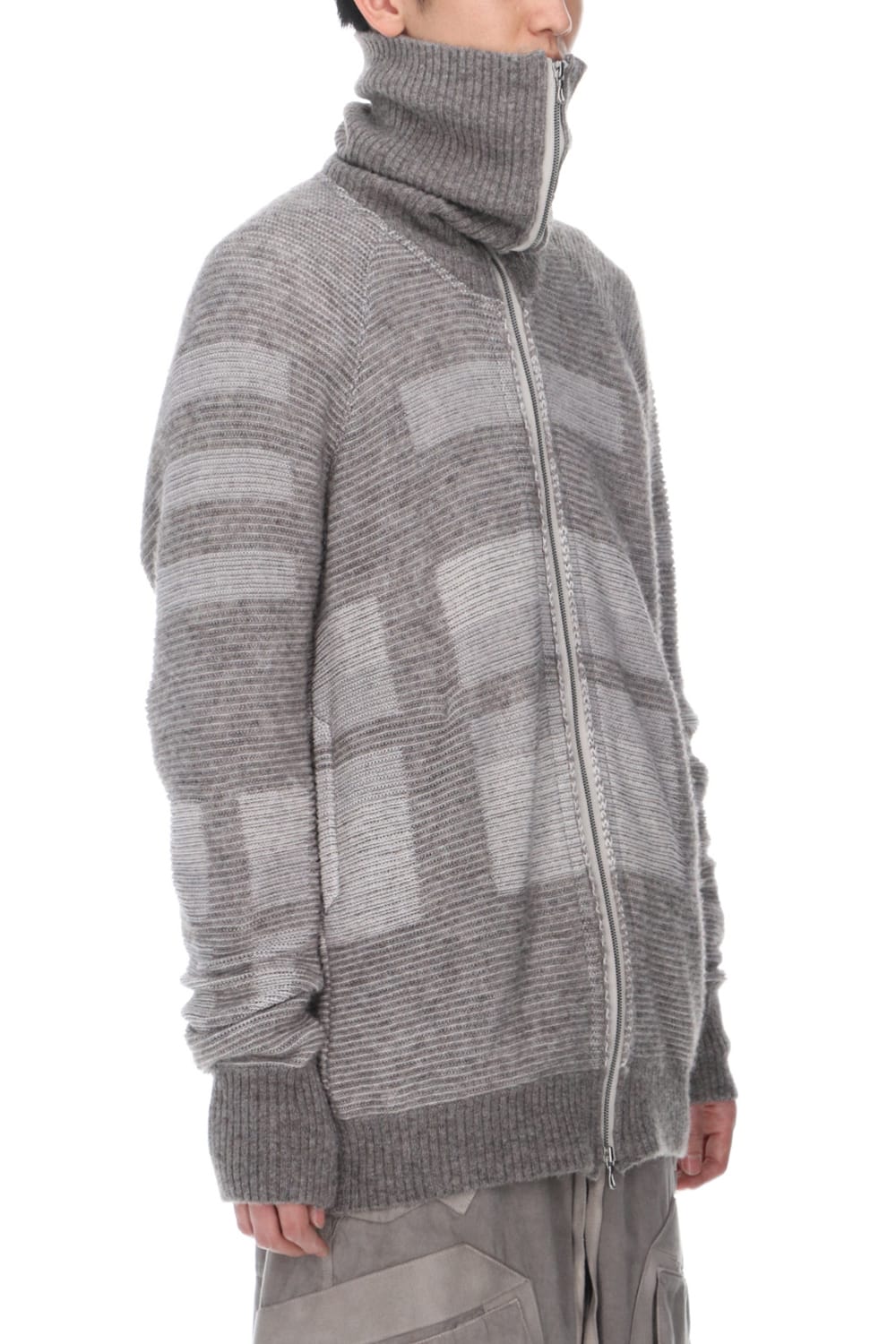 Front zip High neck knit Light Gray