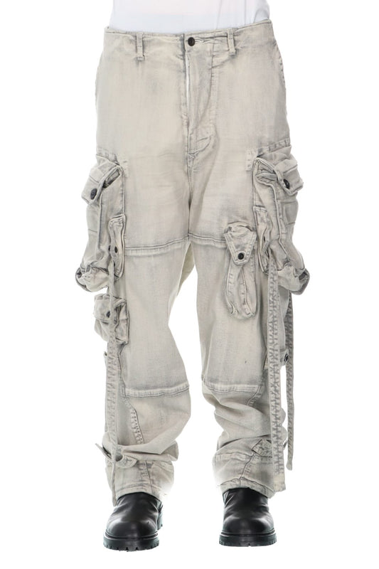 Bleached denim Gas mask Cargo pants Plaster