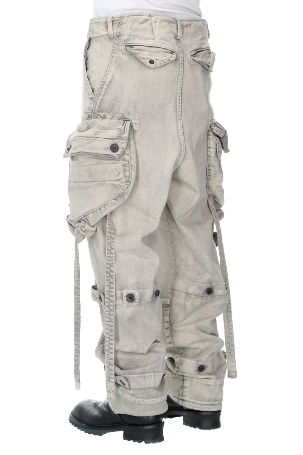 Bleached denim Gas mask Cargo pants Plaster