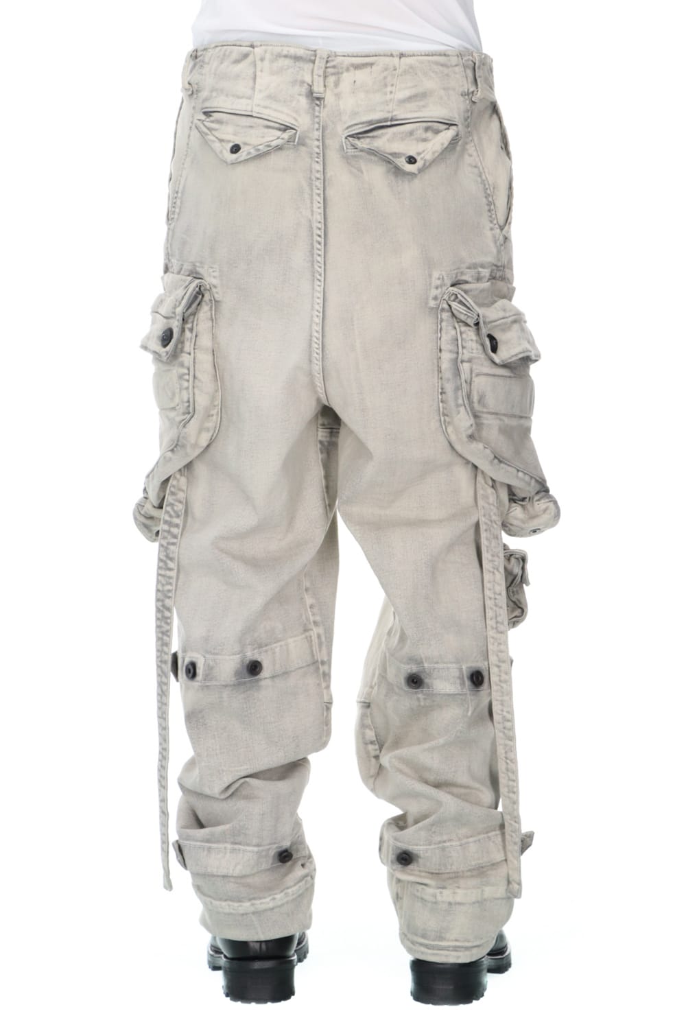 Bleached denim Gas mask Cargo pants Plaster