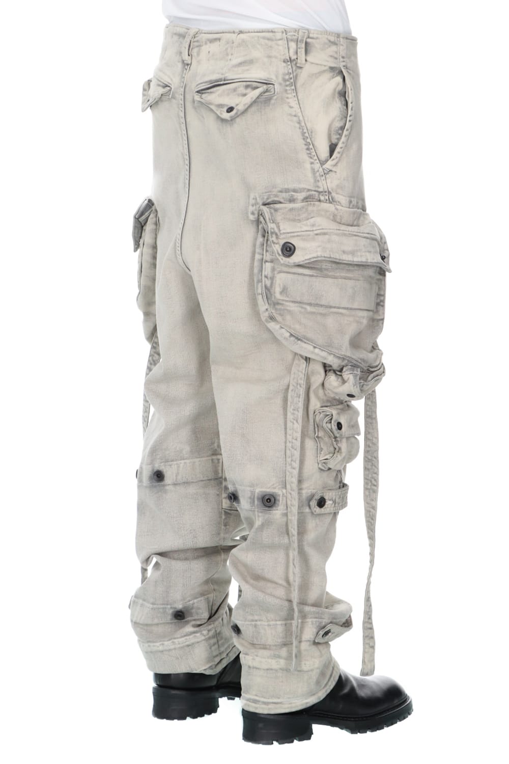 Bleached denim Gas mask Cargo pants Plaster