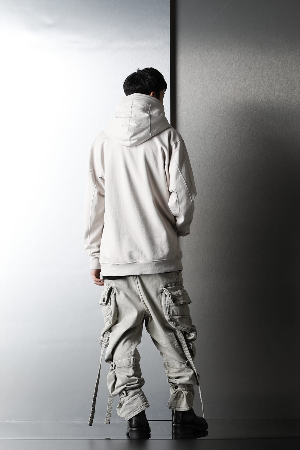 Bleached denim Gas mask Cargo pants Plaster