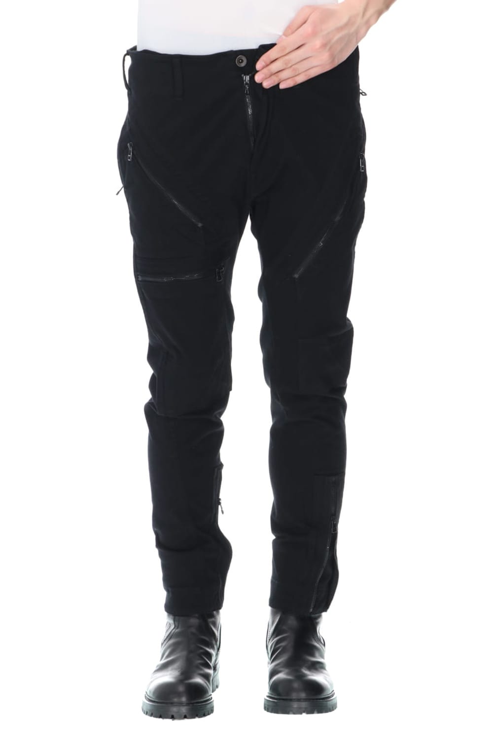 Knit denim Multi zipper pants