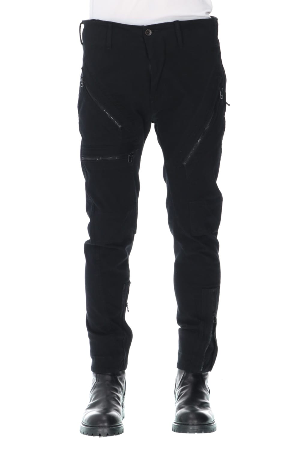 Knit denim Multi zipper pants