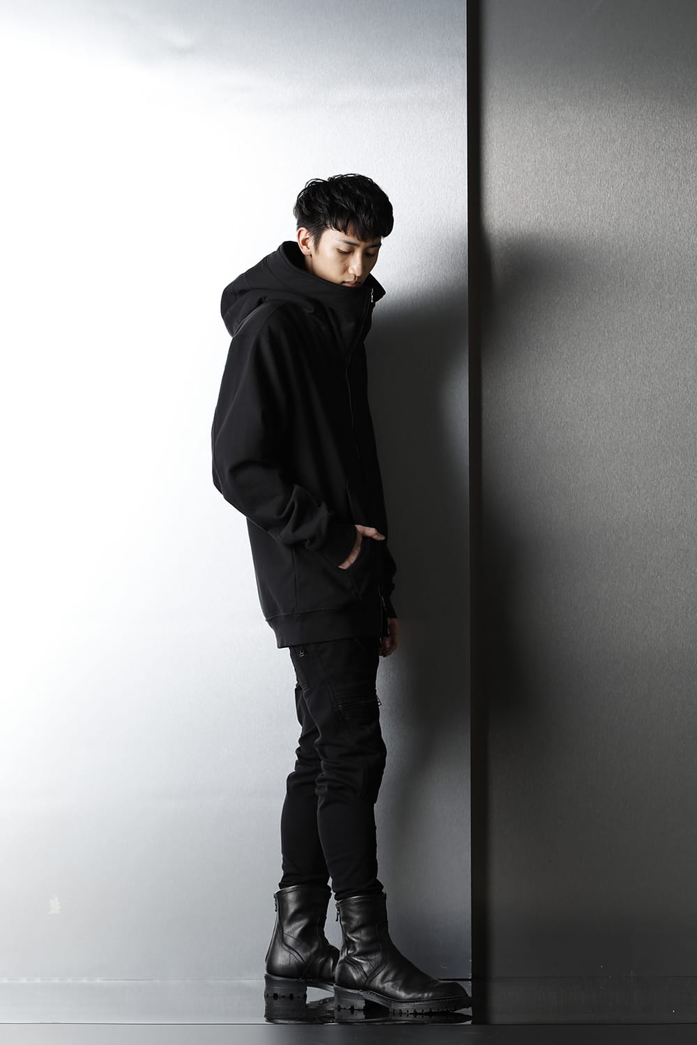 Knit denim Multi zipper pants