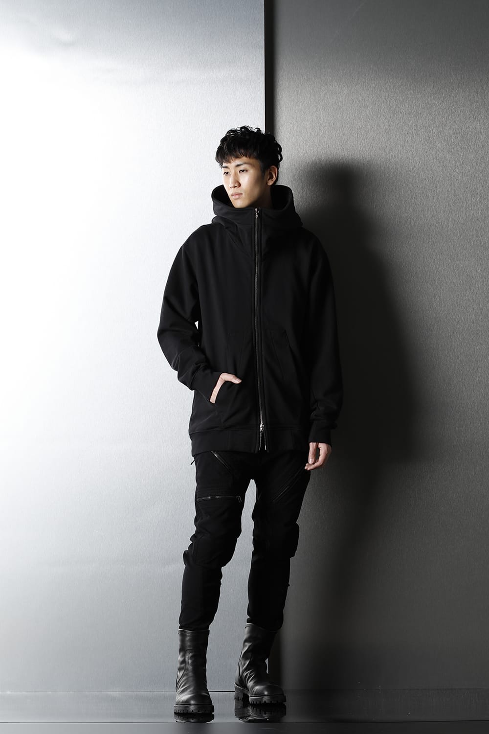 Knit denim Multi zipper pants