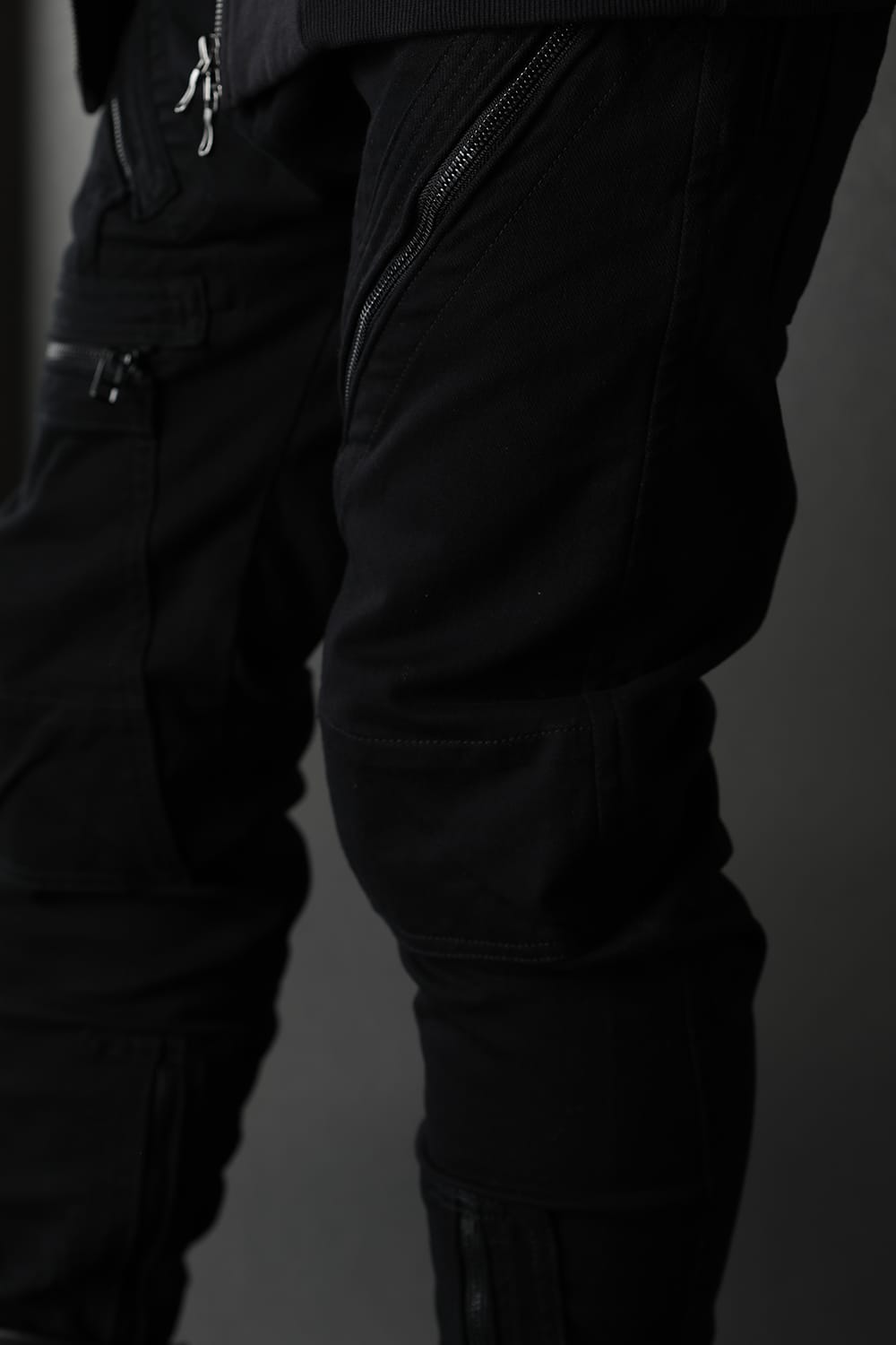 Knit denim Multi zipper pants