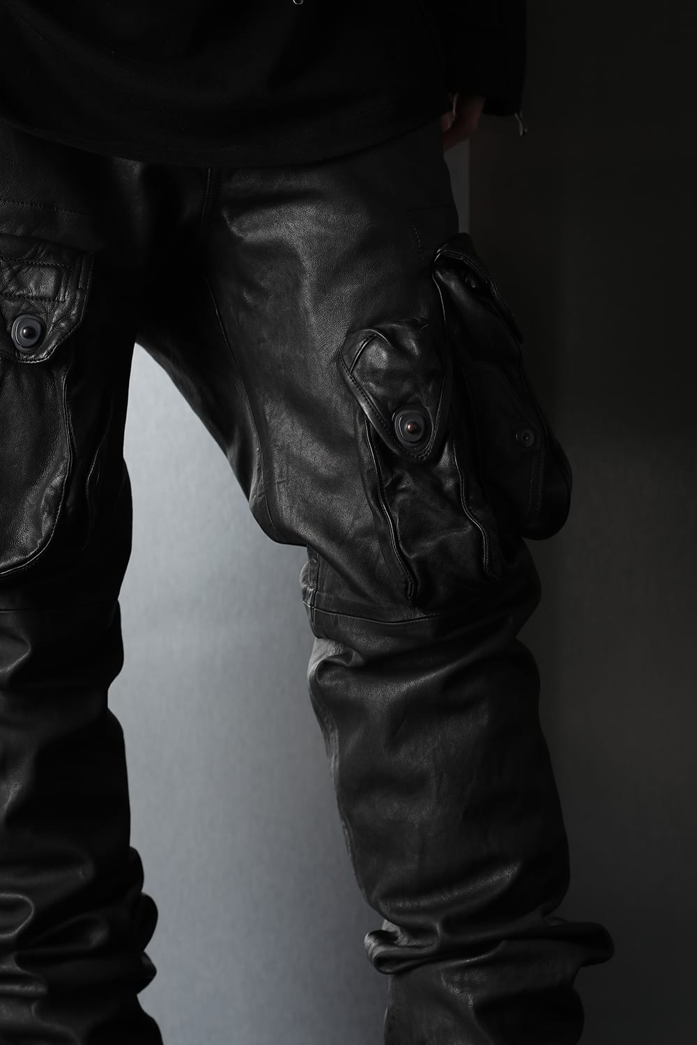 Leather skinny Gas mask Cargo pants