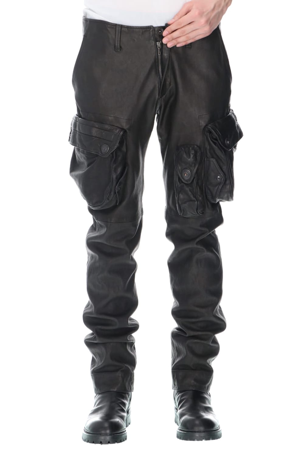 Leather skinny Gas mask Cargo pants