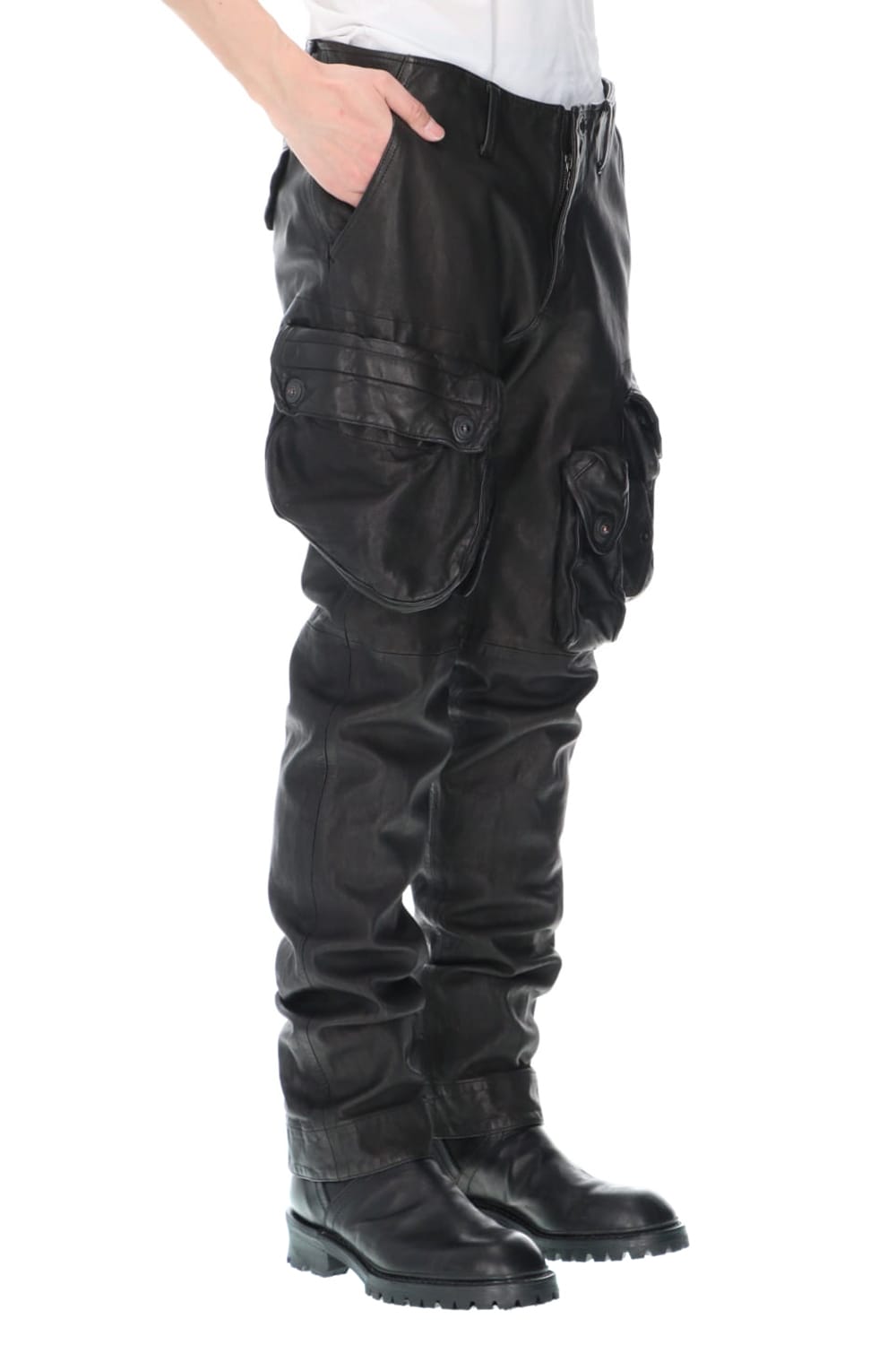 Leather skinny Gas mask Cargo pants