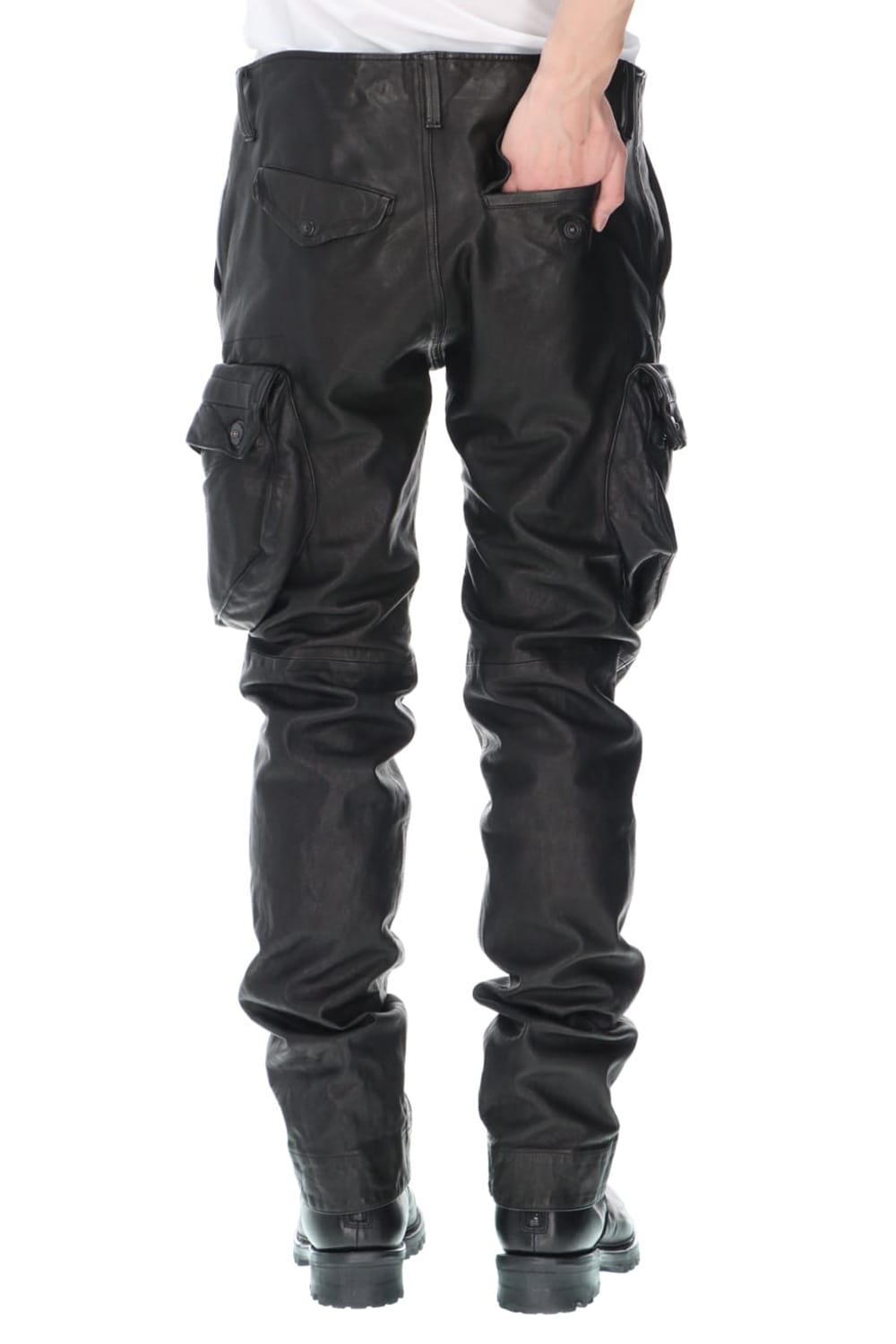 Leather skinny Gas mask Cargo pants