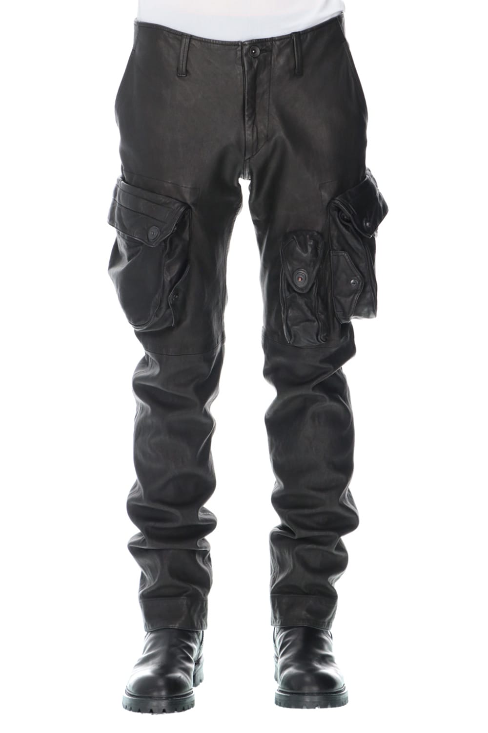 Leather skinny Gas mask Cargo pants