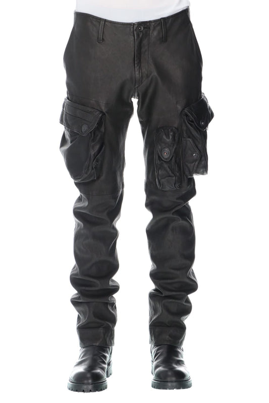 Leather skinny Gas mask Cargo pants