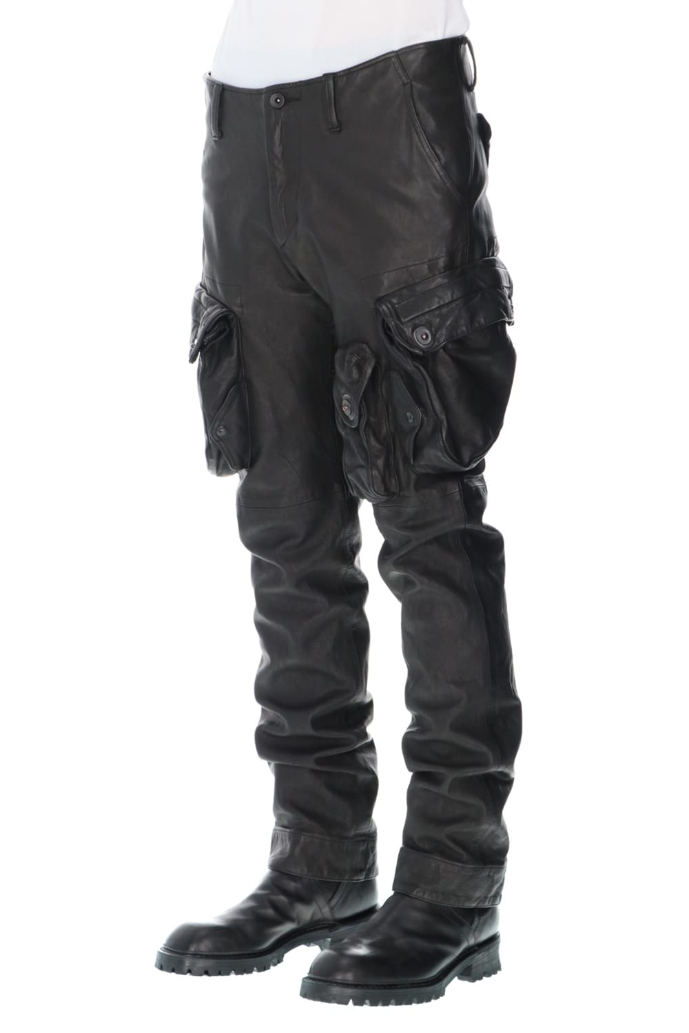 Leather skinny Gas mask Cargo pants