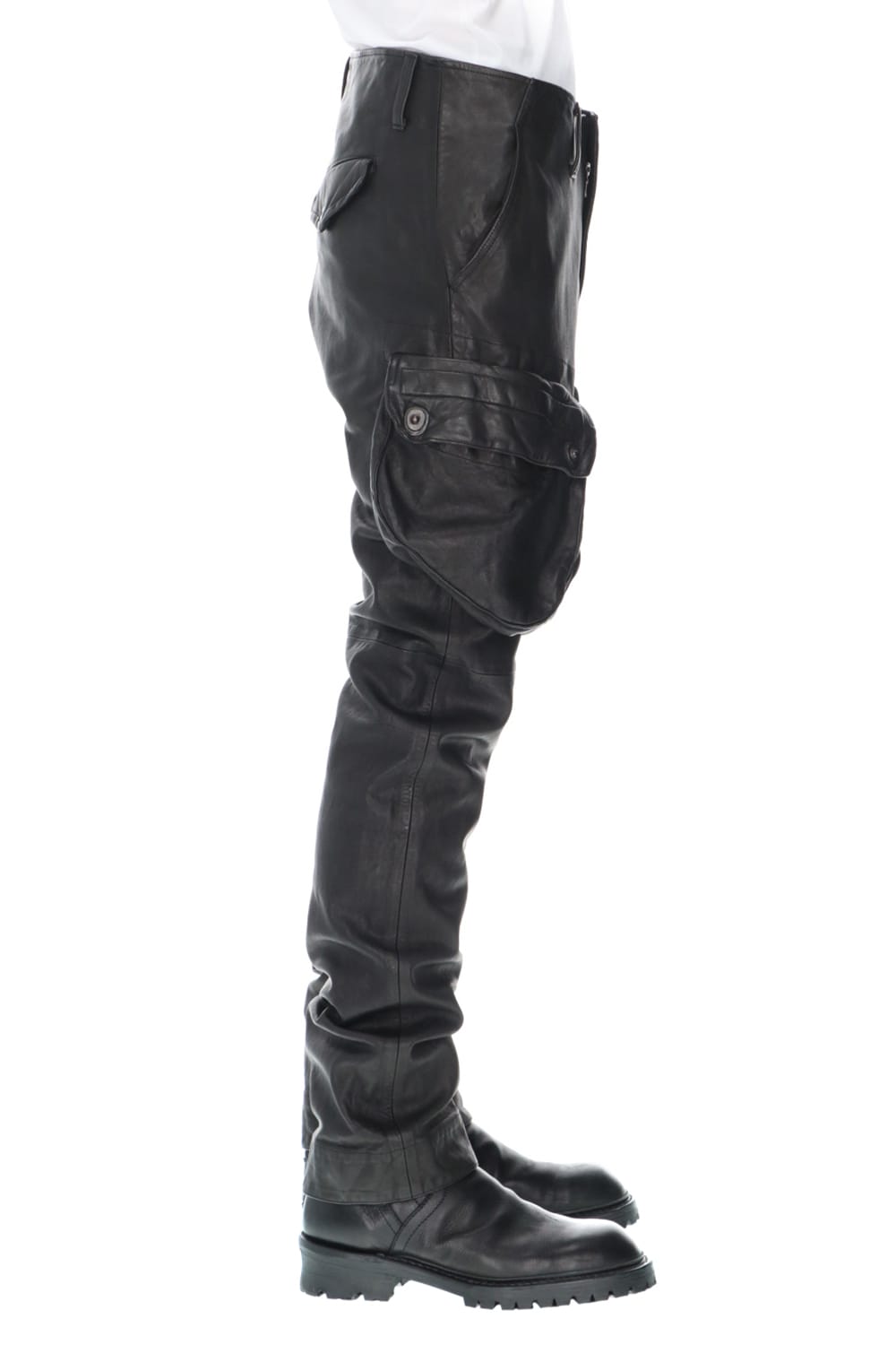 Leather skinny Gas mask Cargo pants