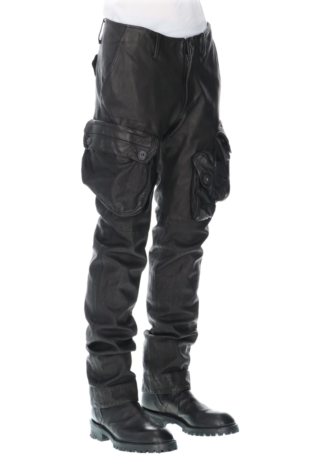 Leather skinny Gas mask Cargo pants