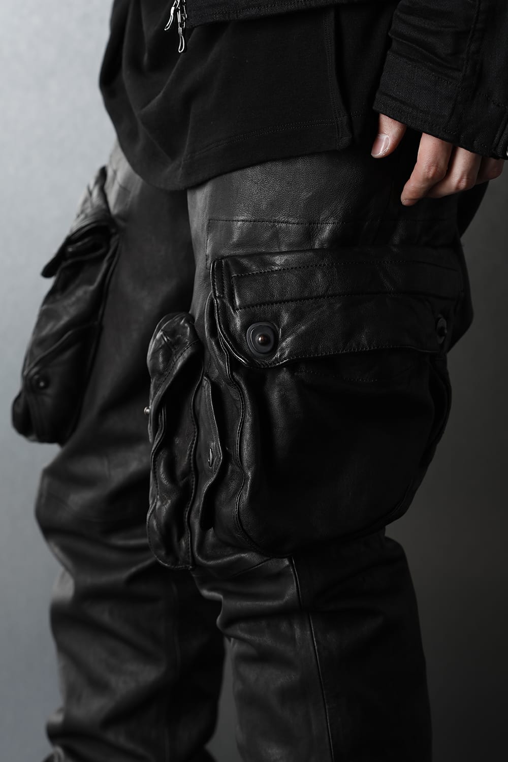 Leather skinny Gas mask Cargo pants