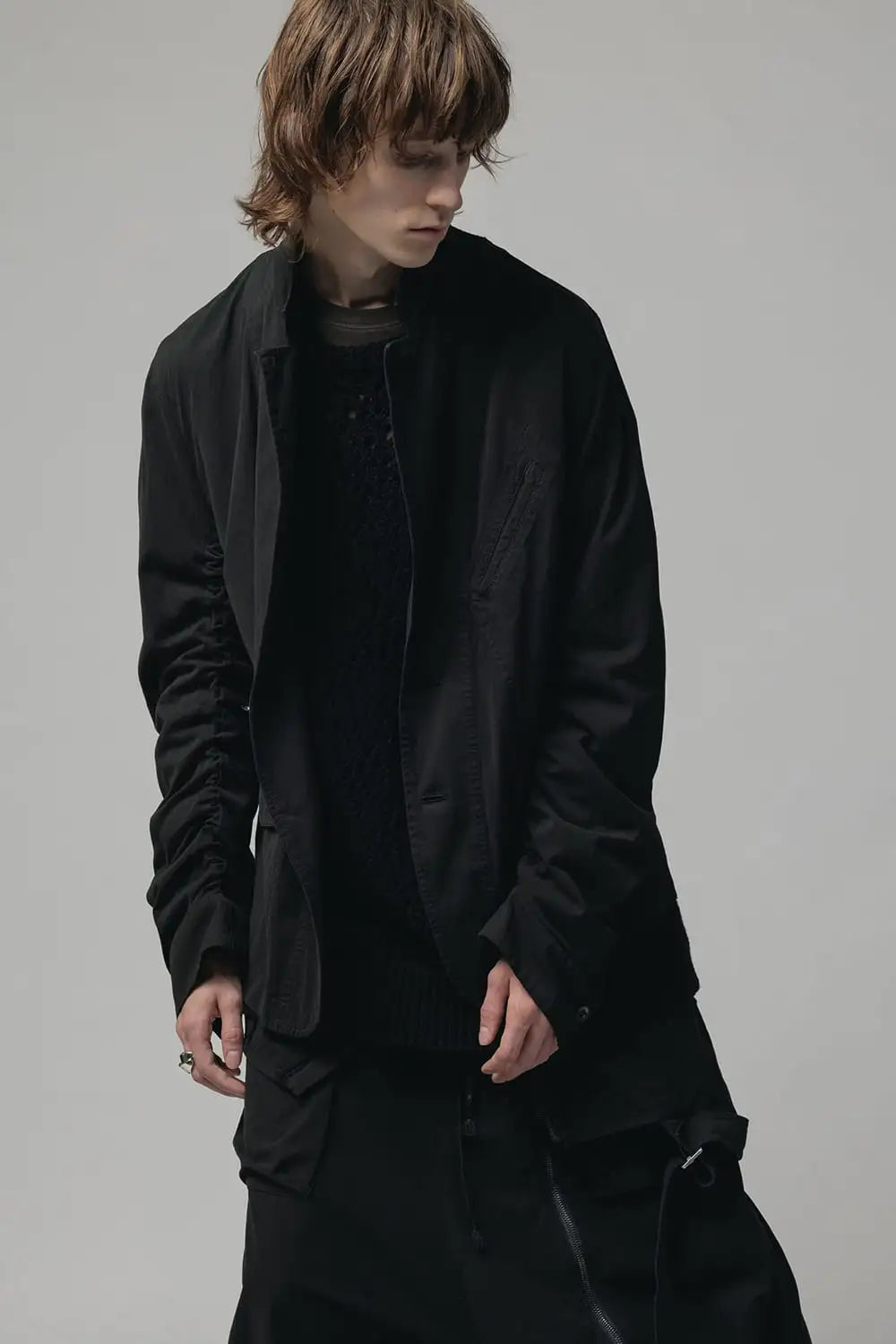 強撚ドライコットン ジャケット  ブラック
