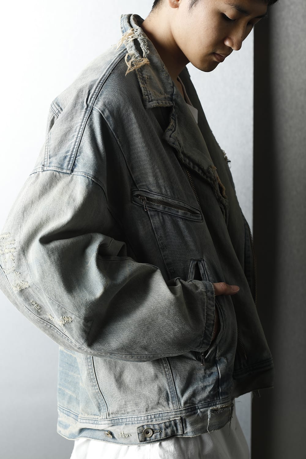 Damaged Biker Denimjacket Indigo