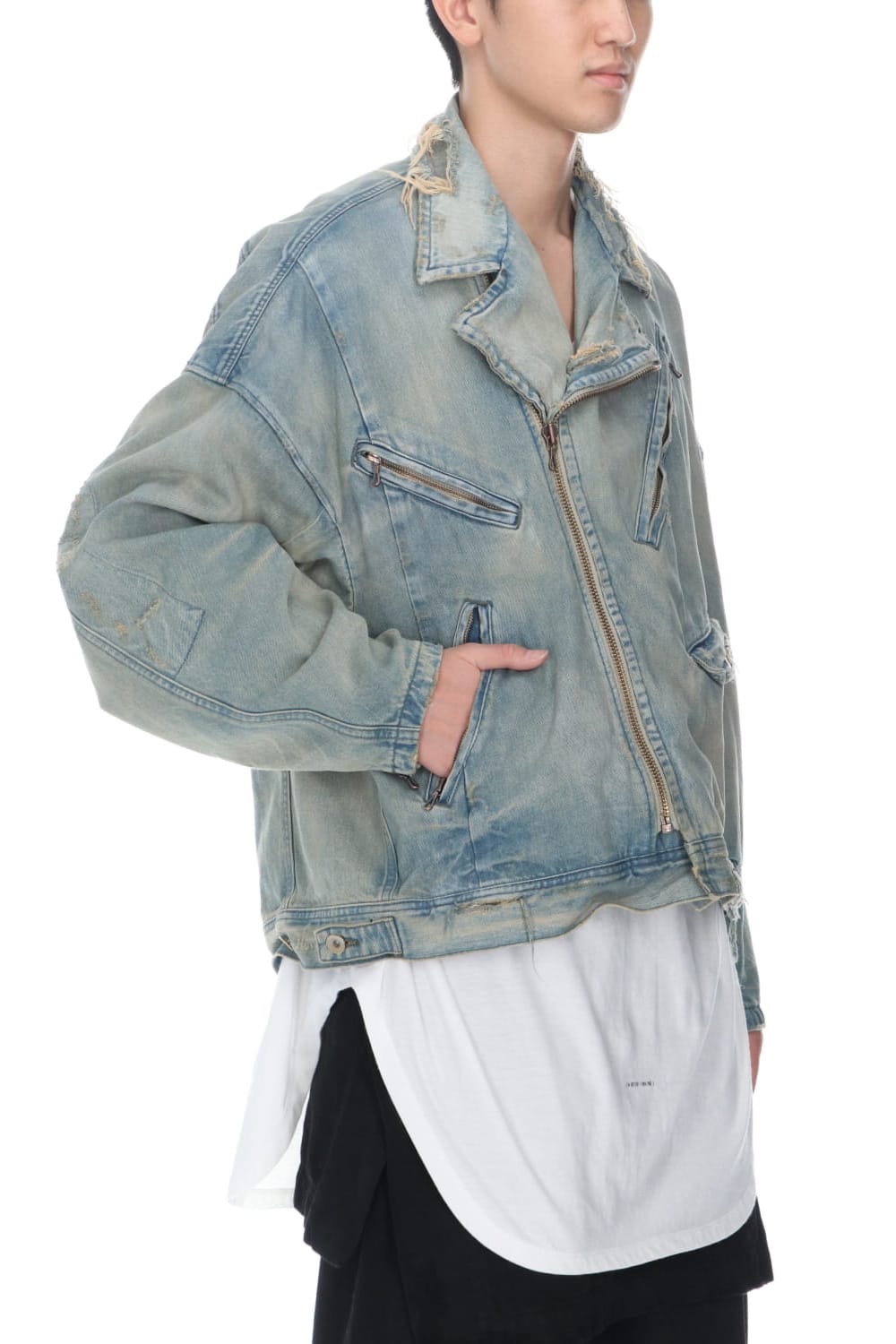 Damaged Biker Denimjacket Indigo