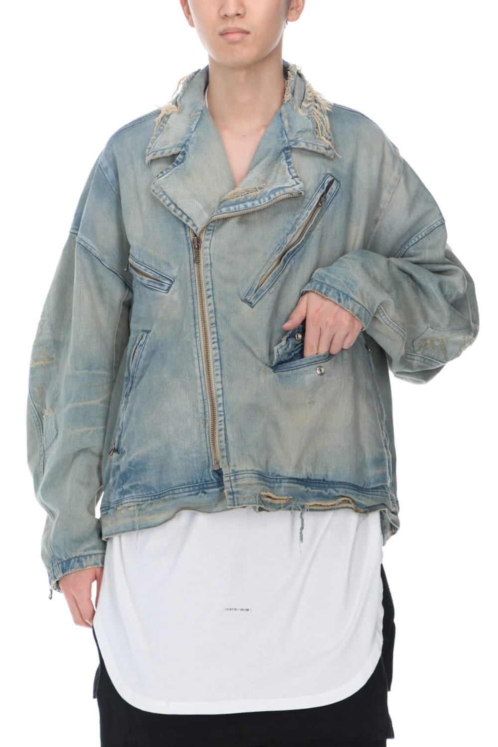 Damaged Biker Denimjacket Indigo