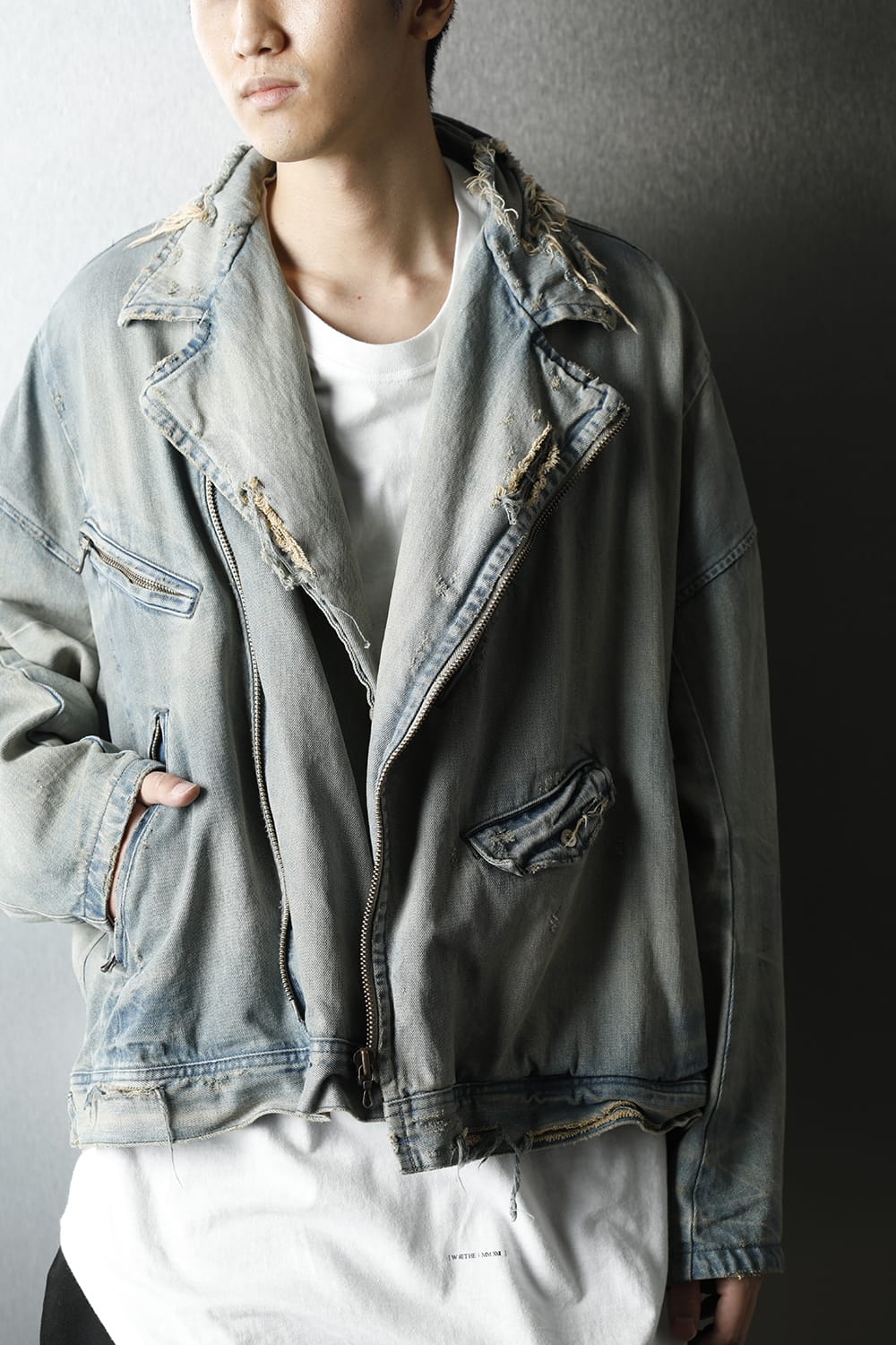 Damaged Biker Denimjacket Indigo