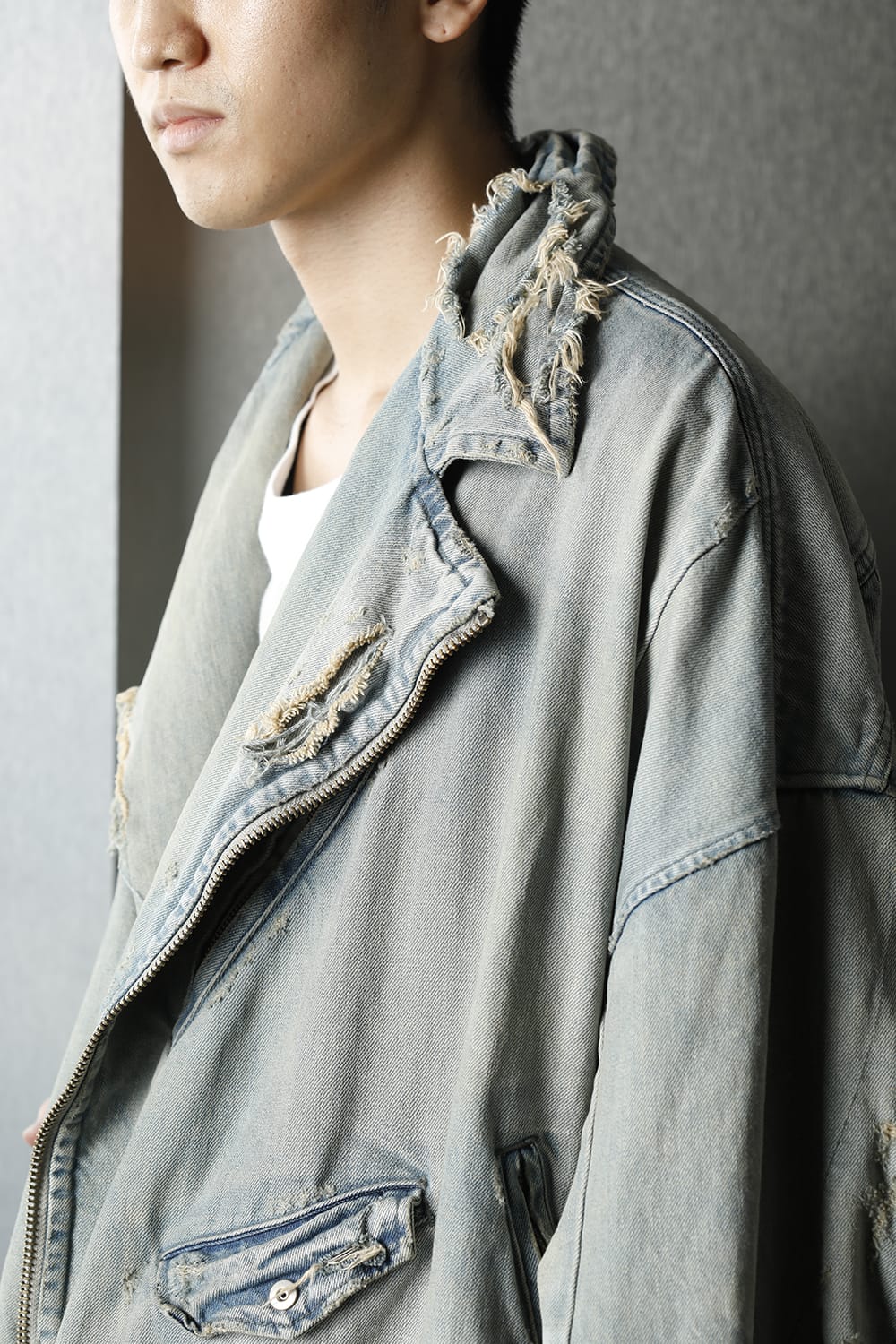 Damaged Biker Denimjacket Indigo