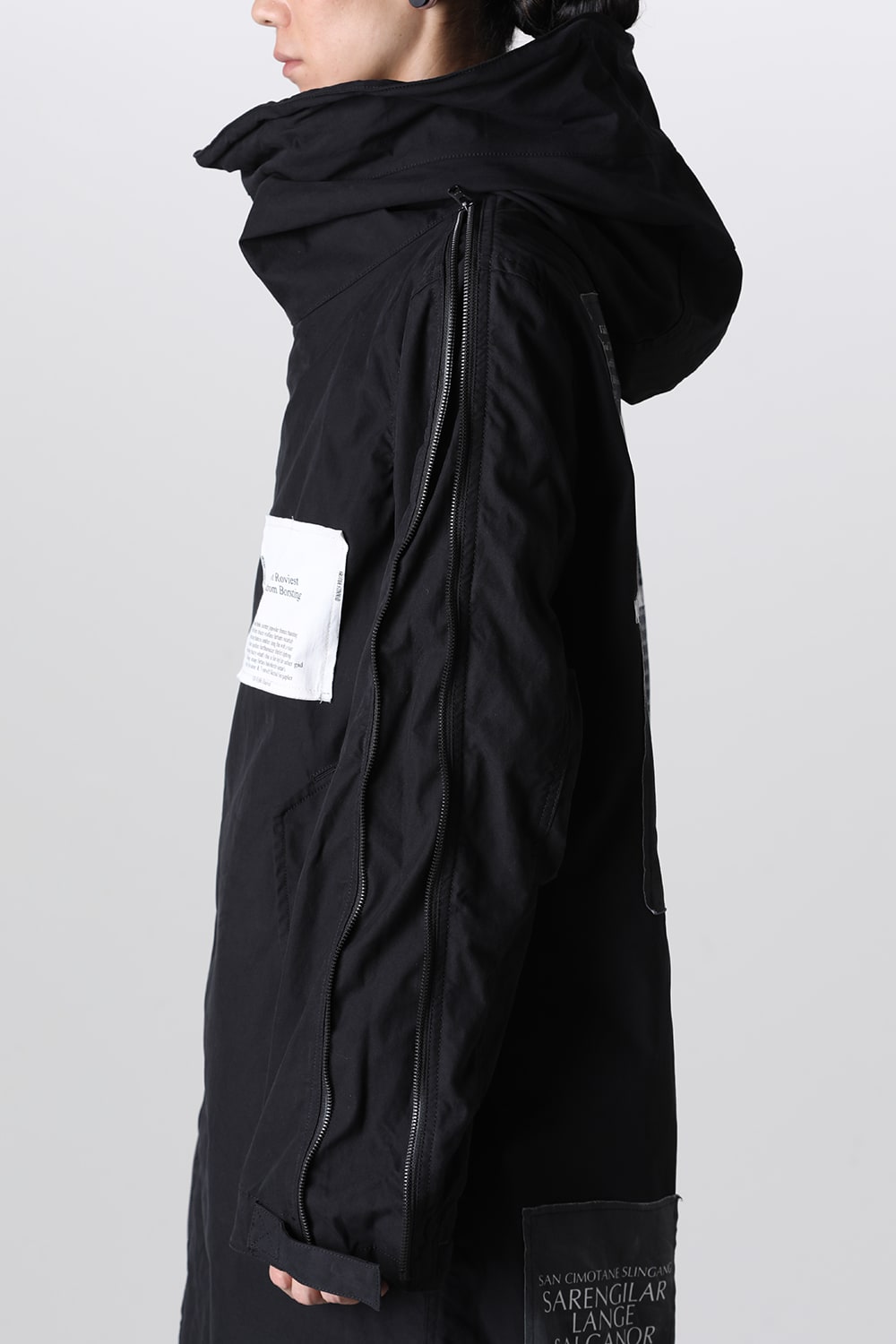 Multi Zip Military Hoodie Coat w/Printed Patches