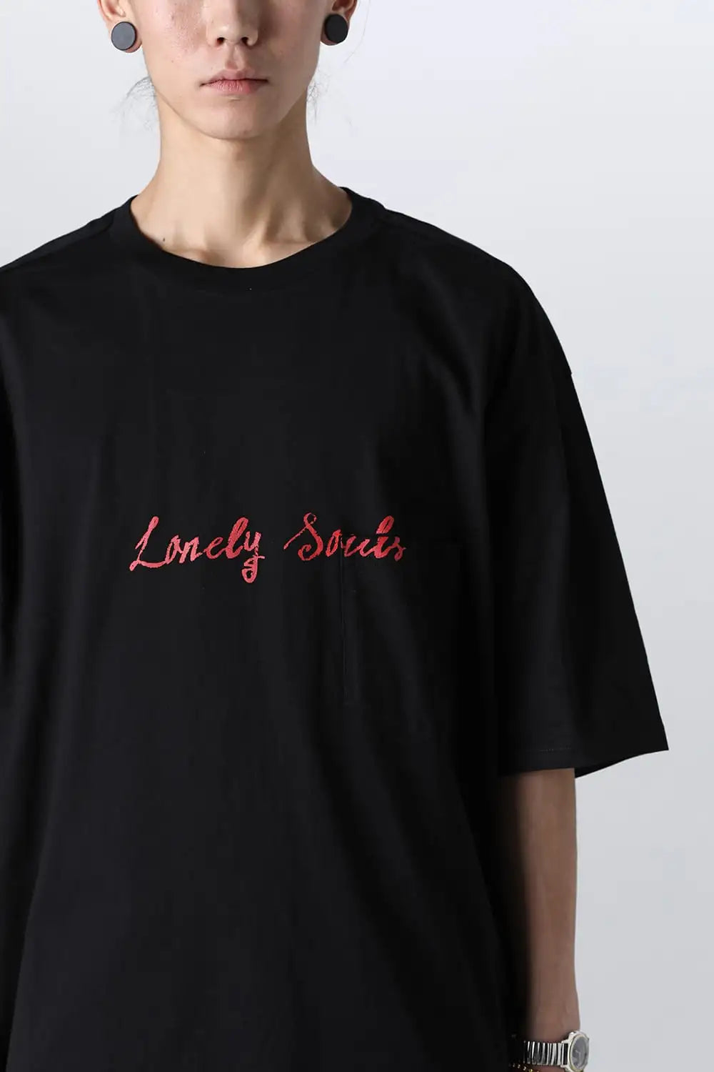 lonely souls. (oversized s/s pocket tee) Black