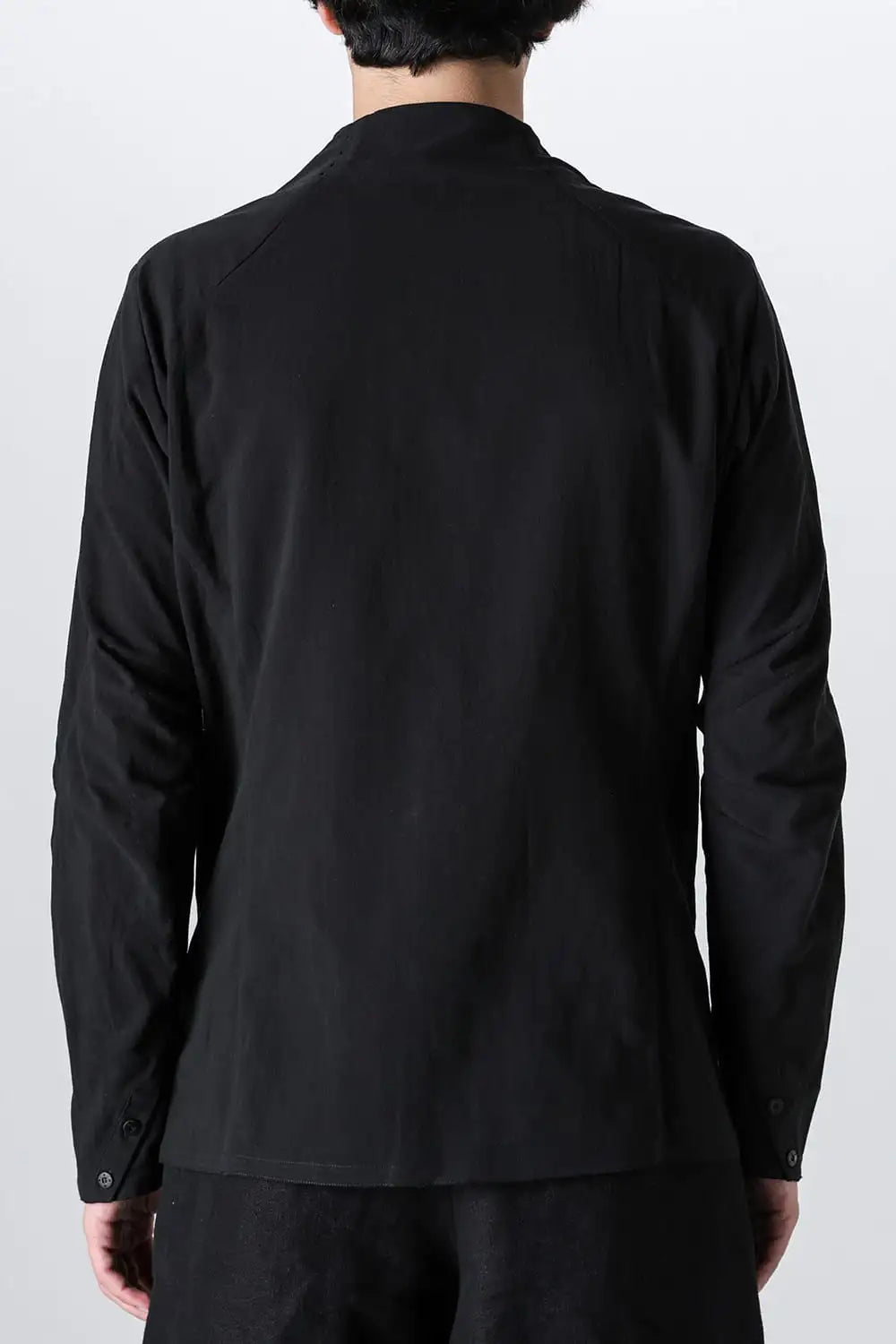 ノーカラーシャツ コットンリネン