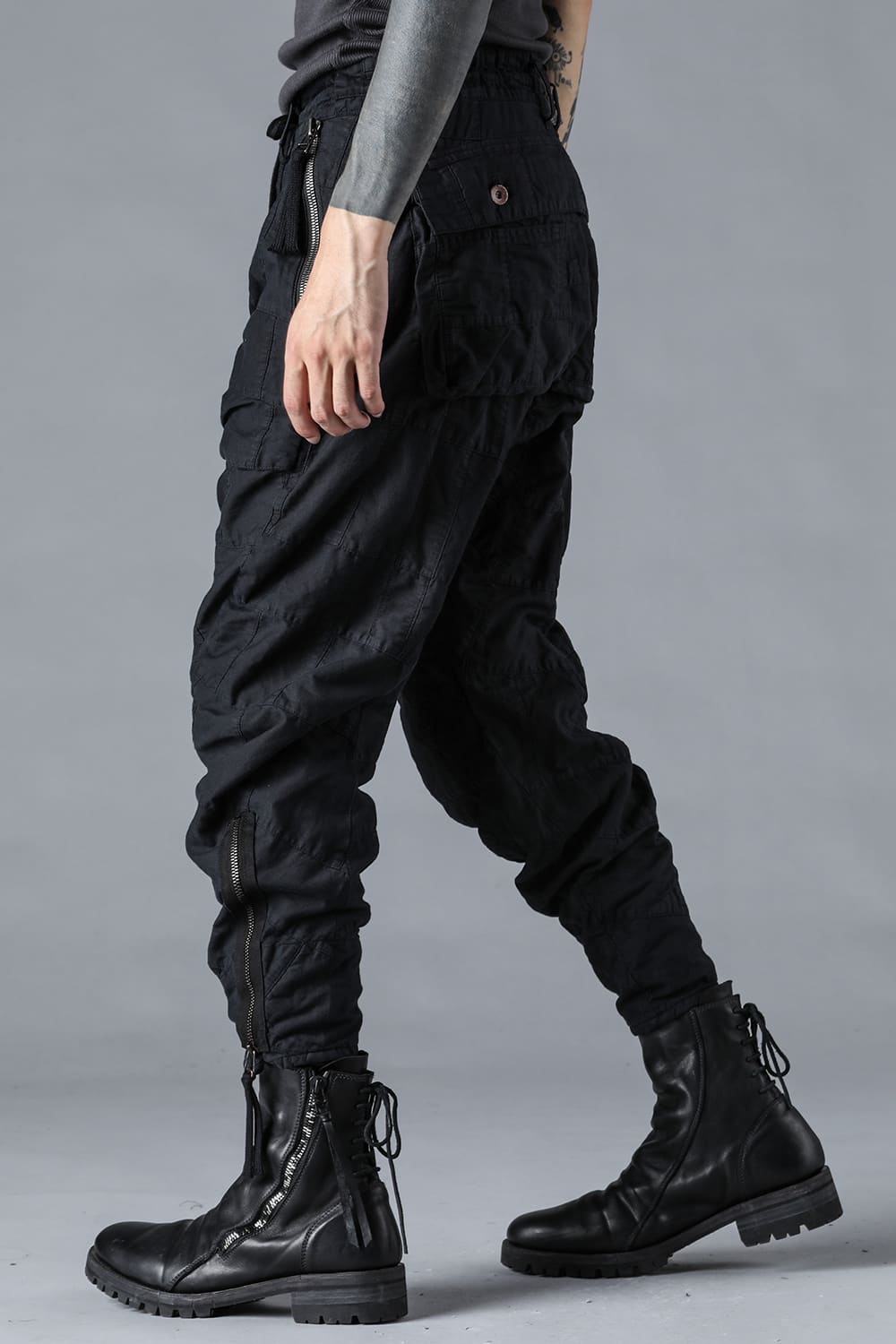 Patchwork Zip Adjustable Tapered Cropped Pants