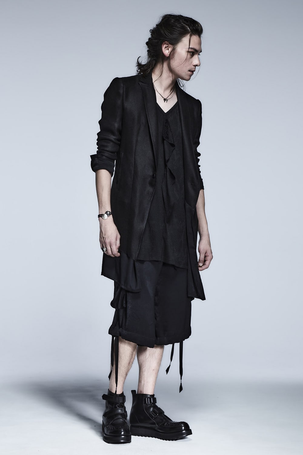 Layerd Long Jacket Black