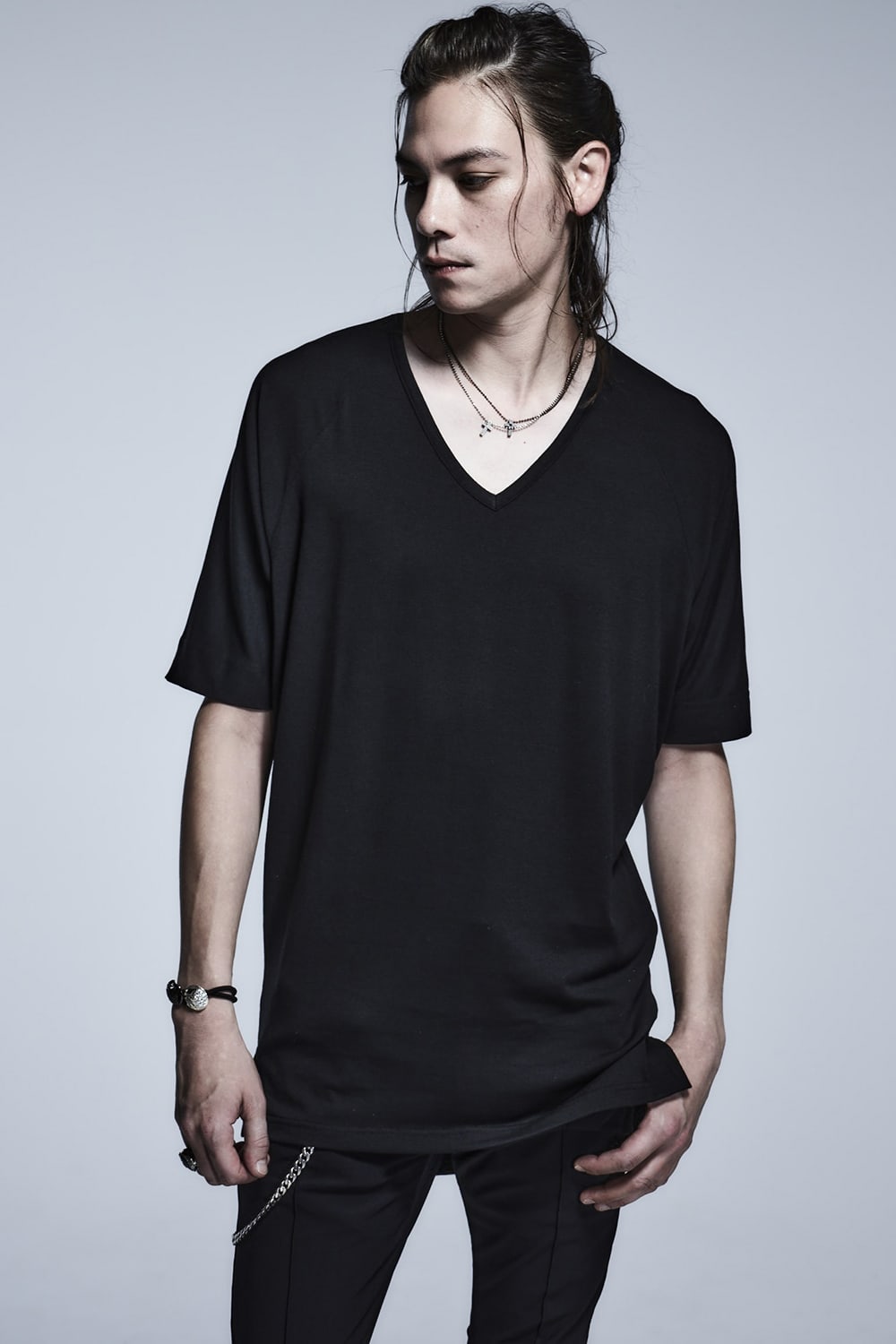 ドルマン Ｖネック Tシャツ ブラック