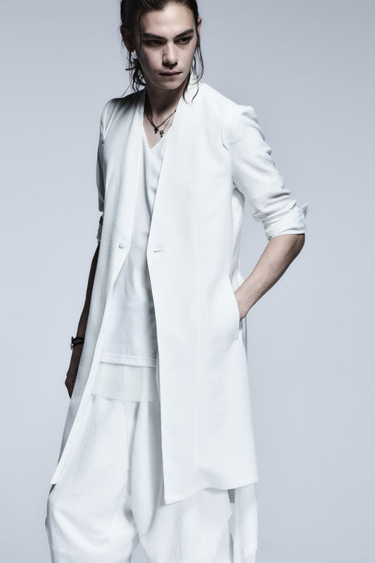 No Collar Flare Jacket White