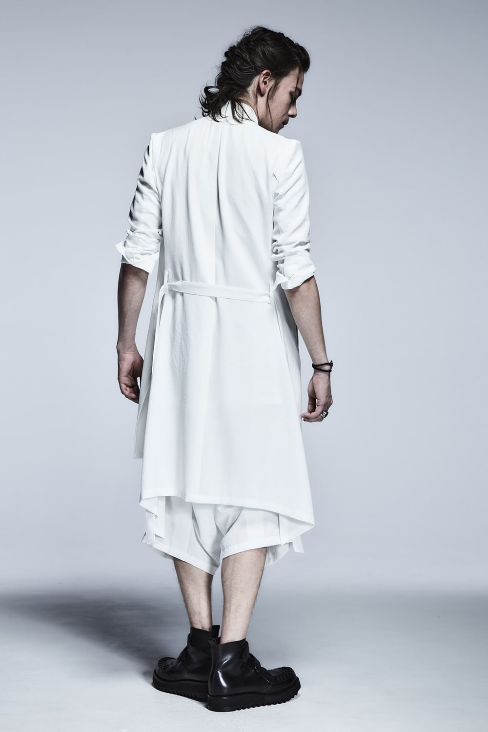 No Collar Flare Jacket White