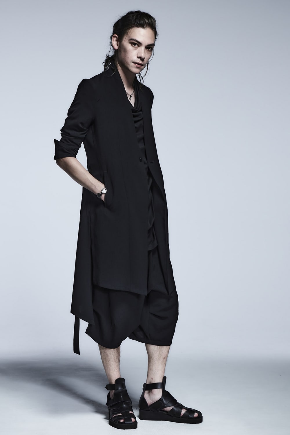 No Collar Flare Jacket Black